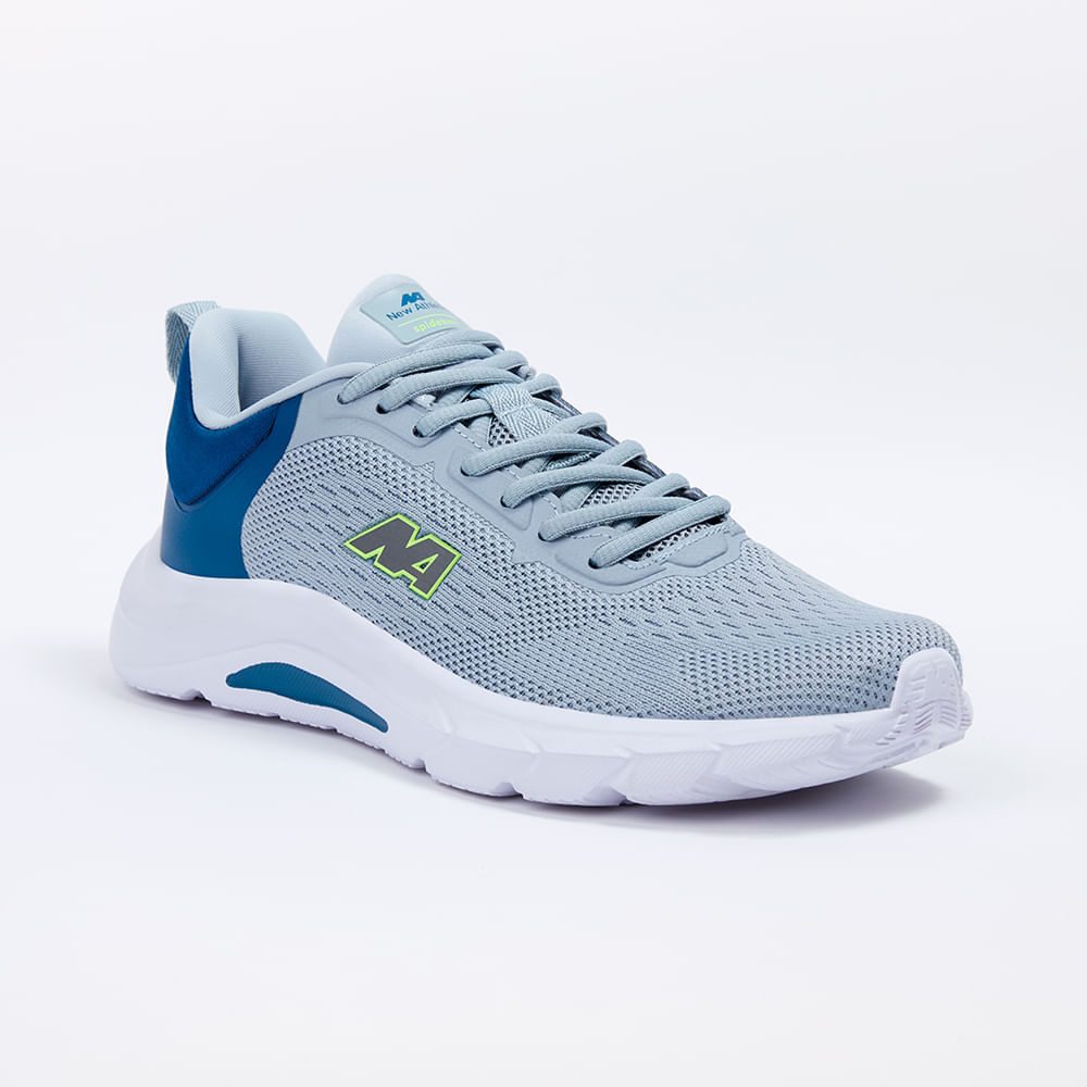 ZAPATILLAS NEW ATHLETIC RUNNING RUNGZ51 GRIS CLARO CON AZUL PARA