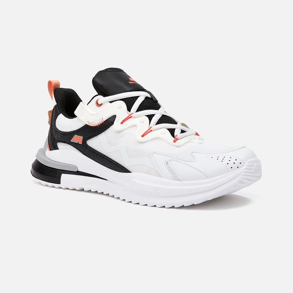 Zapatillas New Athletic Lifestyle Rubbing126 Blanco Con Naranja Hombre