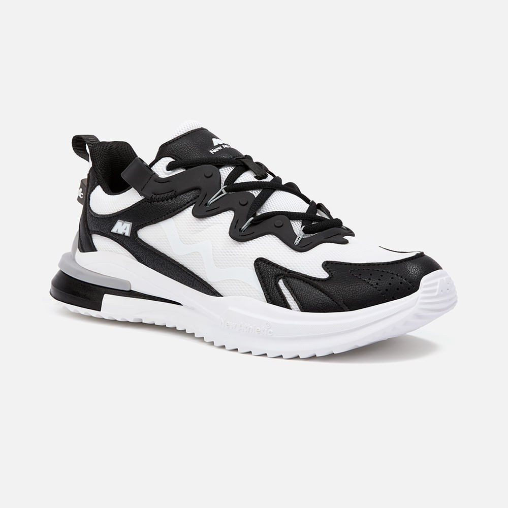 Zapatillas New Athletic Lifestyle Rubbing126 Blanco Con Negro Hombre