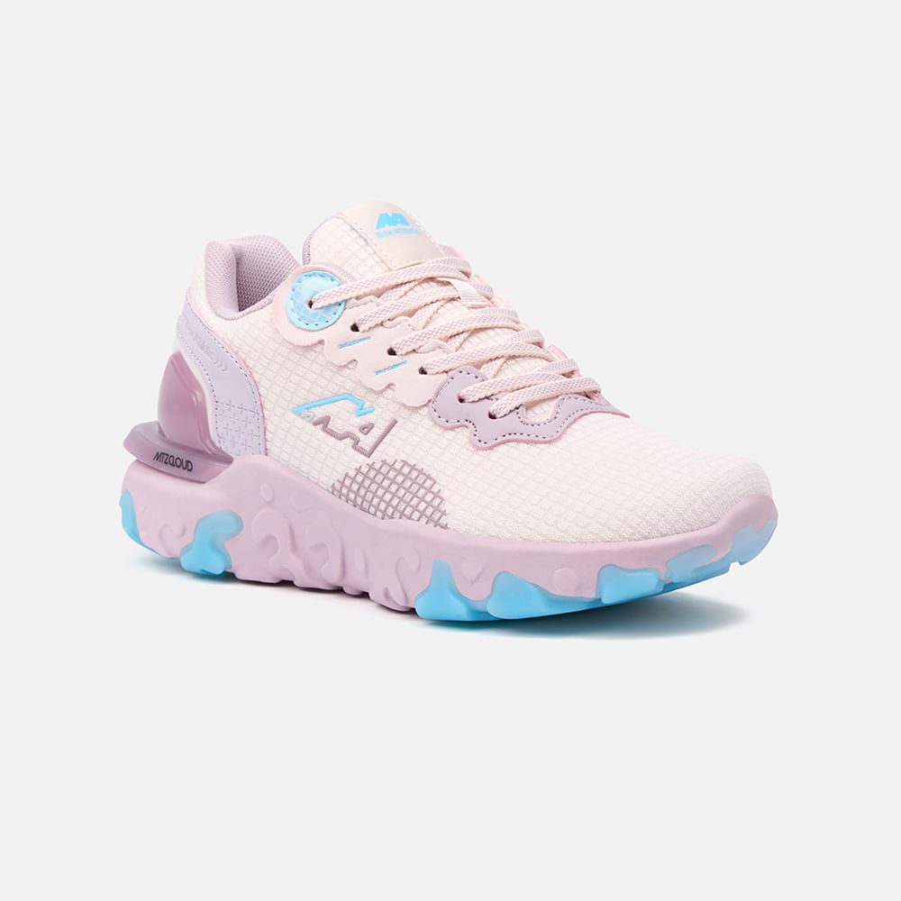 Zapatillas New Athletic Lifestyle Mtzcloud67 Rosado Con Celeste Mujer