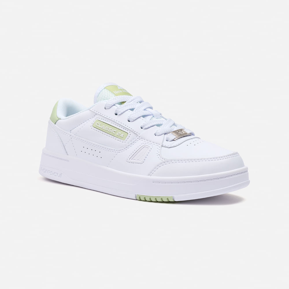 Zapatillas New Athletic Skateboarding Forescul65 Blanco Con Verde Manzana Mujer