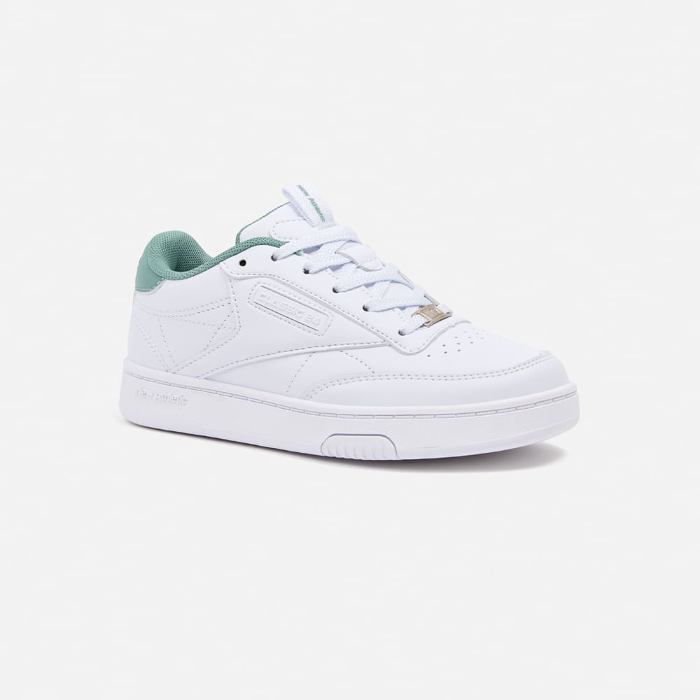 Zapatillas New Athletic Skateboarding Forescul86 Teens Blanco Con Verde Jade Niña